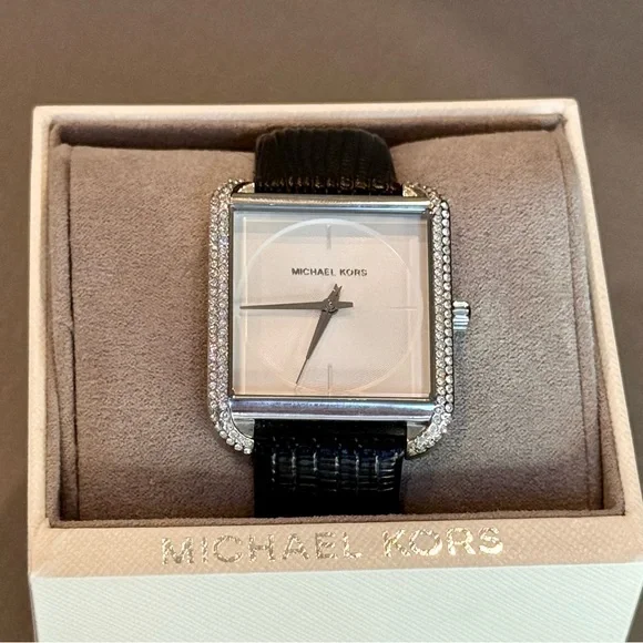 Michael Kors Black and Silver Women's Watch with Crystal Accents - Picture 2 of 8